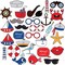Nautical Pre-Assembled Photo Booth Props Kit - 30 Pack Ocean Picture Props with Sticks, Sailor Anchor Themed Party Favors for Kids Birthday Decoration, Assorted Designs